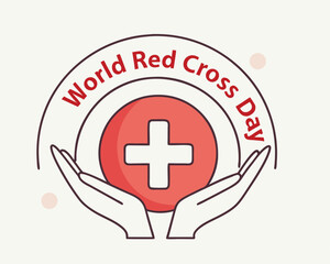 Obraz premium World Red Cross Day: Hands Holding Red Cross Symbol Illustration.