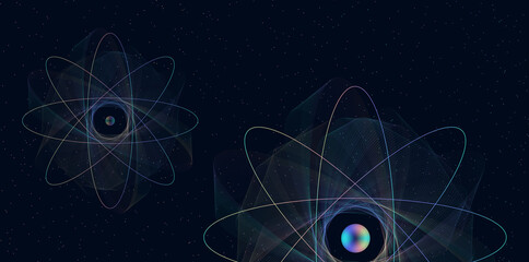 Quantum Physics Science Banner with Copy Space