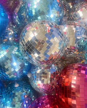 Colorful Disco Ball Ornaments Background Decor