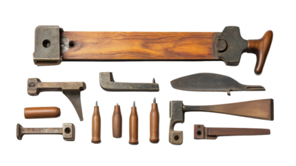 Wood chisels, different sizes and shapes, Transparent background, PNG file,