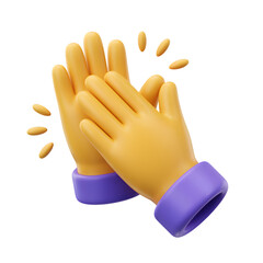 Digital Applause: 3D rendered illustration of two hands, clasped together in a gesture of applause, symbolizing appreciation, recognition, and positivity.