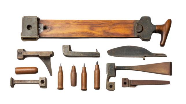 Wood chisels, different sizes and shapes, Transparent background, PNG file, - Powered by Adobe