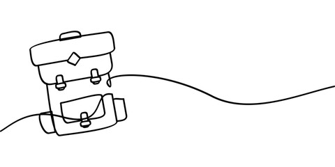 continuous line drawing of backpack symbol. abstract line art illustration