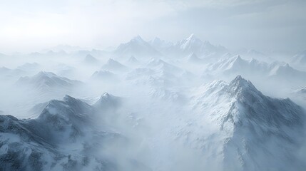 Obraz premium Enigmatic mountain range shrouded in fog creating a mystical landscape filled with intrigue and natural beauty 