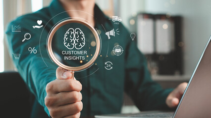 Customer insight marketing concept. Deep understanding of customers, behaviors and needs. Using...