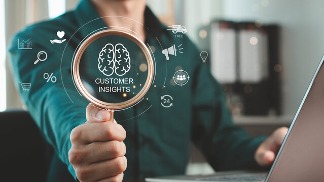 Customer insight marketing concept. Deep understanding of customers, behaviors and needs. Using customer insight to build strong customer relationship and increase loyalty. 