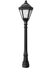 Elegant Black Vintage Street Lamp Isolated on White Background Perfect for Stylish Urban Design Concepts
