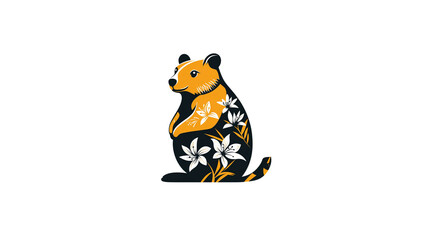 Stylized Koala with Floral Design - Elegant Wildlife Illustration