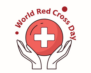 Obraz premium World Red Cross Day: Hands Holding Red Cross Symbol Illustration.