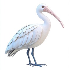Obraz premium Realistic 3D Rendering of a White Bird with Long Beak and Detailed Feather Texture on a White Background