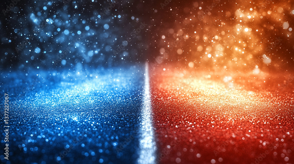 Poster a technology background featuring two parallel paths in a red and blue color scheme, symbolizing the