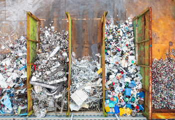 Aerial View of Recycling Facility and Sorted Materials