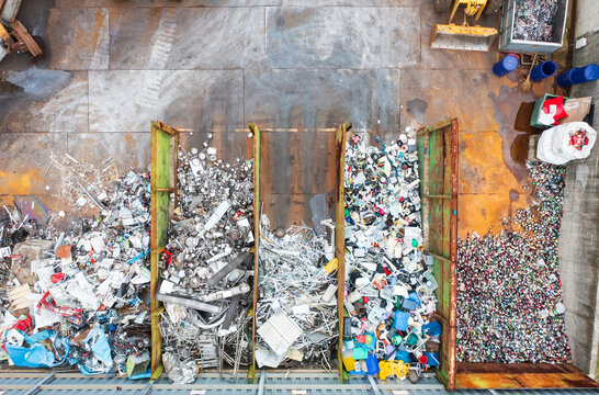 Organized Recycling: Aerial View of Waste Sorting
