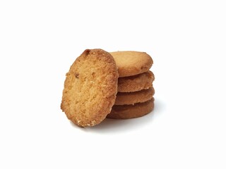 Pile of baked cookies isolated on white background 