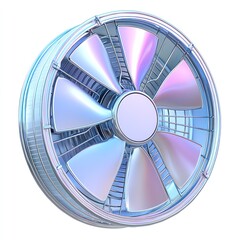 Naklejka premium Futuristic 3D Fan Design with Glossy Finish on White Background for Modern Aesthetic Environments