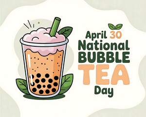 Cute Cartoon Illustration Bubble Tea
