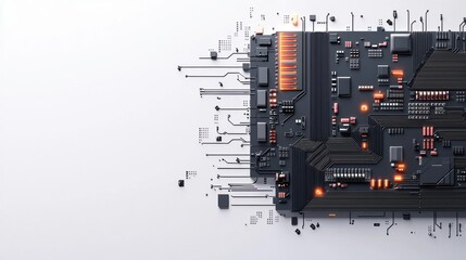Fototapeta premium Minimalist deeplearning microchip concept with subtle geometric details
