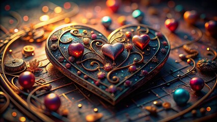 Gothic Colorful Macro Music Notes & Hearts: AI-Generated Abstract Love Background