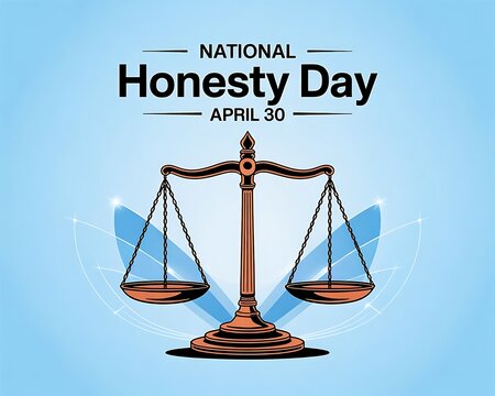 National Honesty Day illustration featuring scales of justice. - Powered by Adobe
