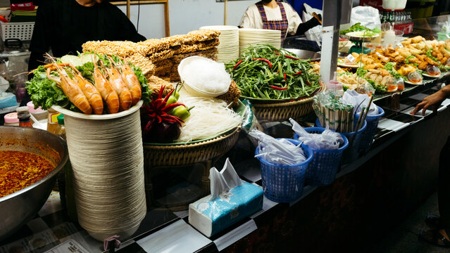 Fresh Ingredients at Vibrant Market Stall