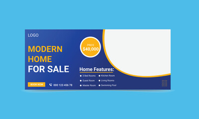 Exclusive Homes for sale social media post or timeline cover page and web ad banner design template
