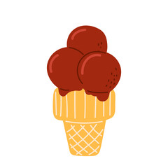 Enjoying a delicious chocolate ice cream cone with three scoops on a sunny day