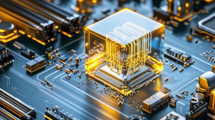 Futuristic CPU Chip on Circuit Board - AI and Machine Learning