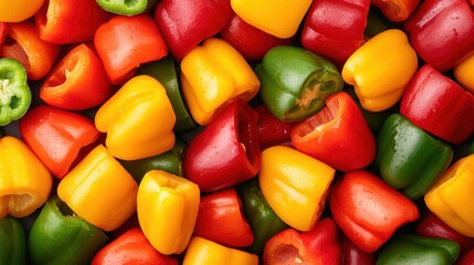 Colorful assortment of chopped bell peppers