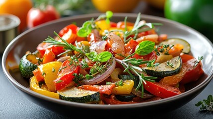 Vibrant Bowl Filled with Fresh Colorful Vegetables for Healthy Meals