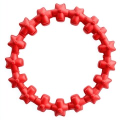 Obraz premium Bright Red Circular Toy Shape with Star Design on a White Background in 3D Rendering