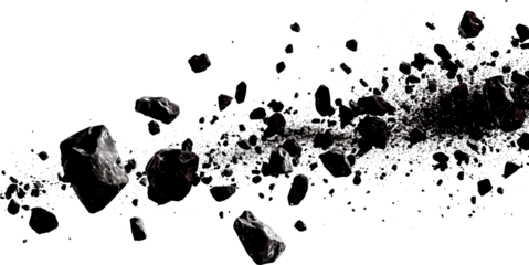 Asteroid field in deep space with cosmic dust