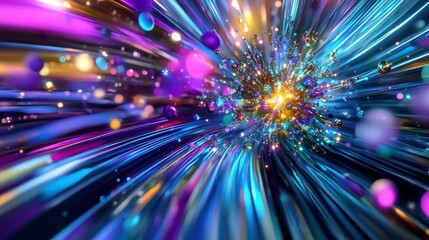 Fototapeta premium Vibrant Light Burst Abstract Background - Abstract art