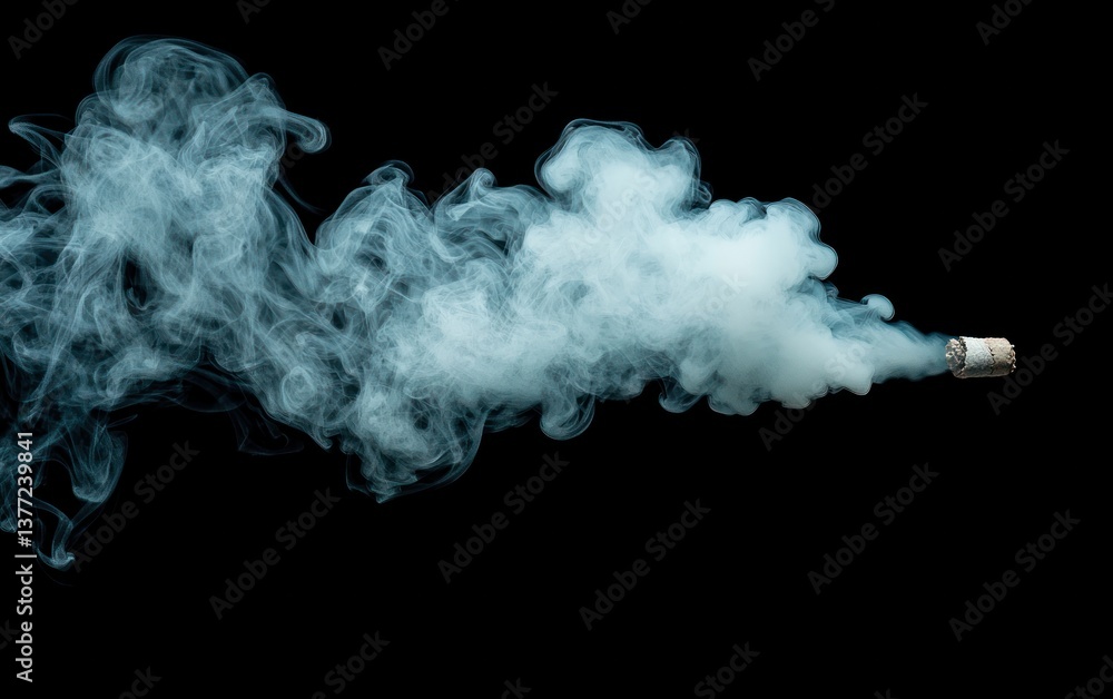 Poster abstract image of white smoke billowing against a black background. the smoke is thick and textured,