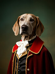 Dog in fancy clothing