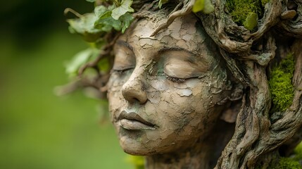 Nature spirit sculpture in garden setting