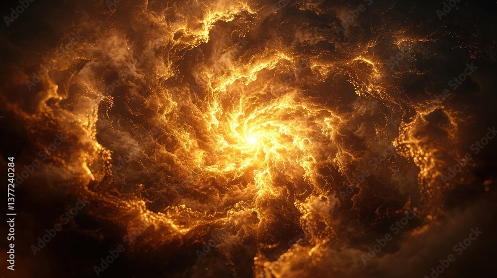 Poster vibrant cosmic swirl of energy and light in space captivating with fiery colors and celestial patter