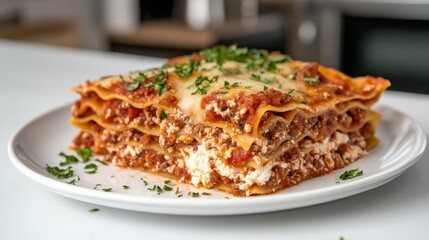 Delicious Plate of Pasta with Creamy Sauce Fresh Herbs and Garnishes