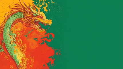 Obraz premium An artistic depiction of a traditional dragon with colorful accents