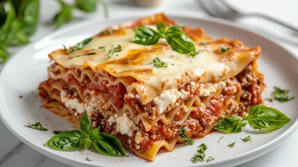 Deliciously Decorated Plate of Pasta with Rich Sauces and Garnishes