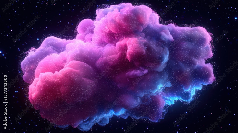 Poster ethereal cloud of colorful vapor amidst cosmic background illustrating advanced ai computational con