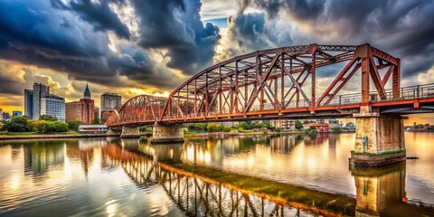 Obraz premium Historic Steel Bridge Spanning Riachuelo River near Caminito, Buenos Aires, Argentina