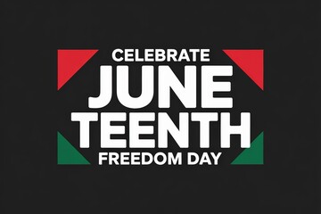 Celebrate Juneteenth Freedom Day with bold text and vibrant design.