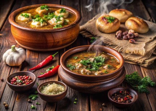Homemade Dagestani Khinkal: Low-Light Rustic Food Photography