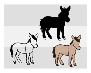 Donkey SVG Silhouette Bundle, Animal Svg, Donkey Silhouette, Donkey Svg Files, Donkey Clipart, Donkey Png, Donkey monogram, Split Monogram, Circle Monogram,