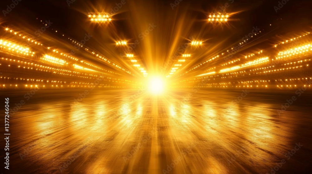 Aufkleber captivating rays emitted by golden stadium lights create a dynamic atmosphere.