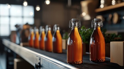 Colorful Row of Bottles Displaying Various Shapes and Sizes for Decor