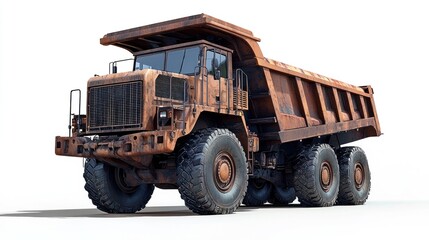 Obraz premium A large mining truck carrying heavy loads of earth and rocks.