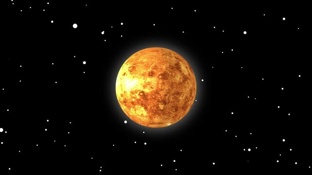 rendering of planet venus isolated on black background. Seamlessly loopable animation.Venus, the planet with the highest surface temperature in the solar system, isolated on black background