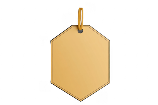 Blank Hexagonal Tag with Yellow Design for Labeling Purposes - Powered by Adobe