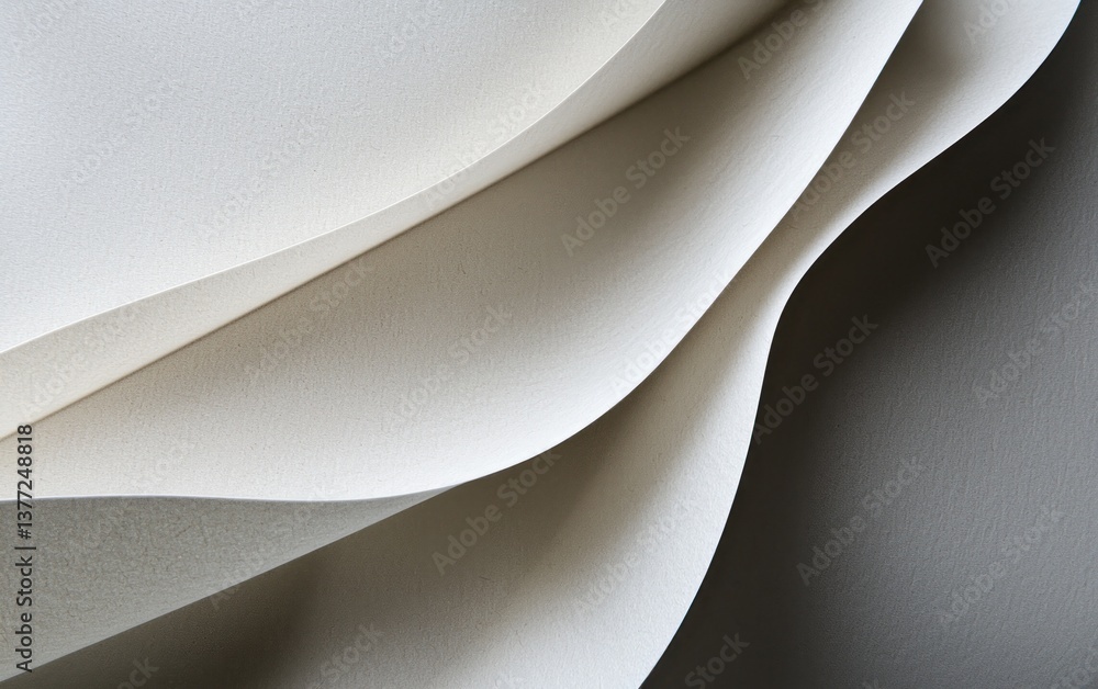 Aufkleber abstract image of softly folded light gray and dark gray textured paper. the folds create gentle cur